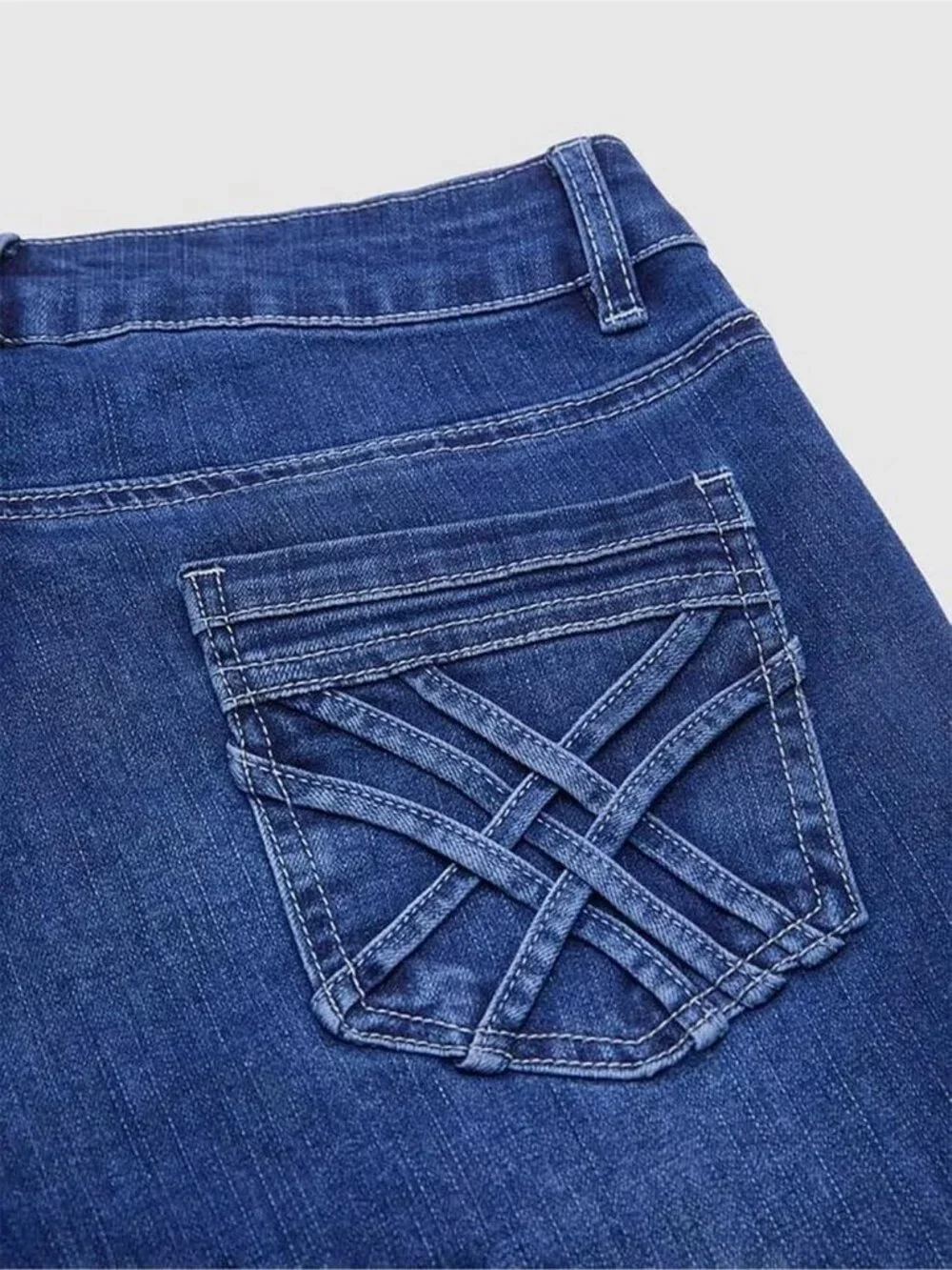 Women's Prussian Blue Pull On Mid Rise Flare Leg Zipper Lifting Bootcut Jeans
